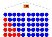 Zahlenhäuser 5-10, DIN A3 mit roten und blauen Plättchen