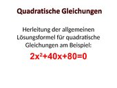p,q Lösungsformel zur Lösung quadraticher Gleichungen