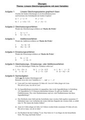 Übungen zur Mathematikarbeit 9 RS_Thema: Lineare Gleichungssysteme