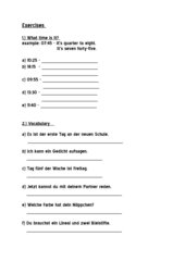 worksheet time and vocabulary 