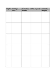 Reading Log - very simple, in form of a grid