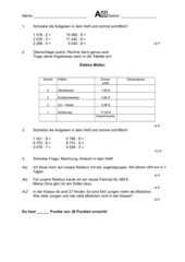 Mathetest, schriftl. Multiplikation/Division, Sachaufg.,Klasse 4.