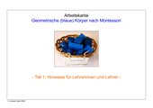 geometrische (blaue) Körper nach Montessori (Teil 1 - Material für LehrerInnen)