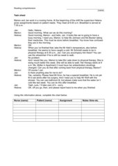 Task sheet for (geriatric) nurses