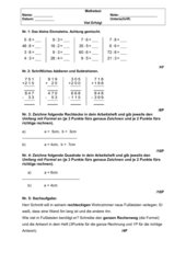 Mathetest: Grundrechenarten und Umfang eines Rechtecks/Quadrates ausrechnen
