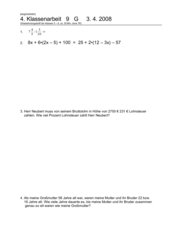 4. Klassenarbeit - Pythagoras - 9 G