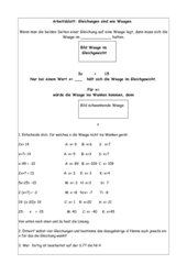 Arbeitsblatt zur Einführung von Gleichungen