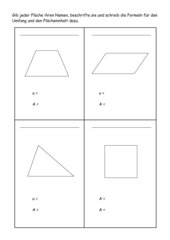 Vierecke und Dreiecke: Beschriftung, u und A