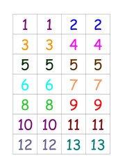 Zahlen von 1- 41 in bunt (je 2x)