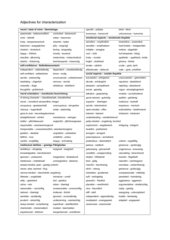 Adjectives for Characterization