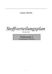 Stoffverteilungsplan Mathe Welt der Zahl 2. Klasse Bayern
