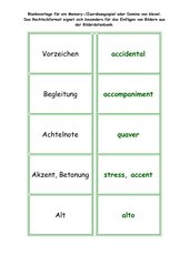 Memo-Spiel / Zuordnungsspiel:  Musikbegriffe Deutsch - Englisch
