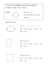 Umfangberechnung von Quadraten und Rechtecken