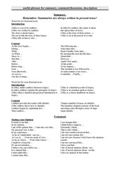 useful phrases for summary, comment/ discussion, description