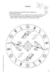 Mandala Frühling: Dompfaff und Kohlmeise 