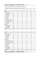 Evaluation Sheets - Presentation