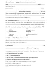 TEST zu Verben: Deutsch Klasse 5  (Gymnasium)