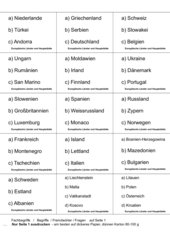 Lernkartei/Lernkarten: Europäische Länder und deren Hauptstädte