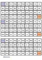 Dominospiel mit Silben aus Lernwörtern