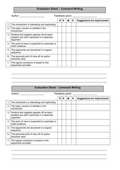 Evaluation Sheet- Comment (Feedbackbogen zur Partnerevaluation) 
