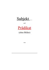 Subjekt - Prädikat  Arbeitsbuch
