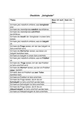 Checkliste Satzglieder