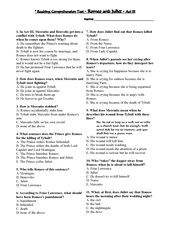 Reading Comprehension Test Romeo and Juliet Act 3