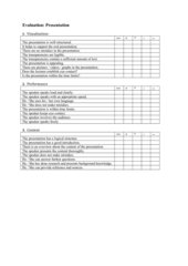 Evaluation sheet for presentations