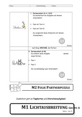 Partnerpuzzle Lichtausbreitung - Kreidestaubexperiment - 5. Klasse