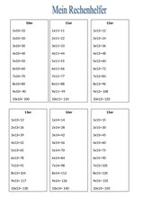 Differenzierung: Rechenhelfer für Division/multiplikation 10er bis 19er Zahlenreihen