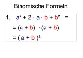 Merkblatt binomische Formeln