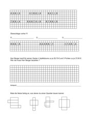 Übungsblatt Geometrie, Maße und Multiplizieren