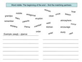 Word riddle: the beginning of the end - find the matching partners