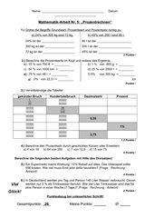 Mathematik-Arbeit Prozentrechnen - Klasse 7 HS/WRS (BW)