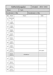 Schuljahresplaner/ Stoffverteilungsplaner 2013/2014 Niedersachsen