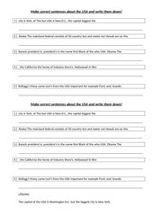 Form sentences about the USA