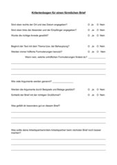 Kriterienbogen Förmlicher Brief/Argumentieren