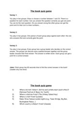 English- Quiz (English G21 B3) Book Quiz Year 7