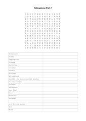 Yellowstone Park Word Search Part One and Two