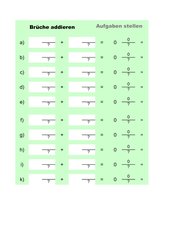 Bruchrechnen -- Addition - Arbeitsblätter - PC-Übungen
