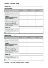 Debating Evaluation Sheet / Matrix