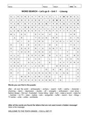 Word search Let's go 6 BY Unit 1