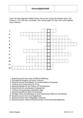 Kreuzworträtsel als Hausaufgabenblatt
