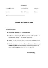 Klassenarbeit GK und EK Kurzgeschichten Deu 8