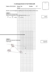 Test 7. Klasse Mathematik Ungleichung, Winkel, Proportionalität
