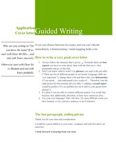 Guided Writing - cover letter