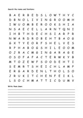 Rooms and furniture crossword 