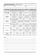 Oral Poetry Presentation - Evaluation Grid