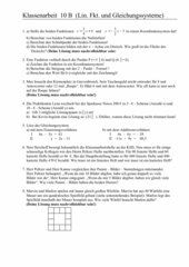 Klassenarbeit (Lineare Funktionen und Gleichungssysteme)