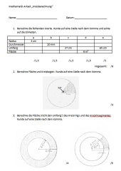 Mathematikarbeit Kreisberechnung
